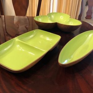 Serving dishes (3), green, light weight